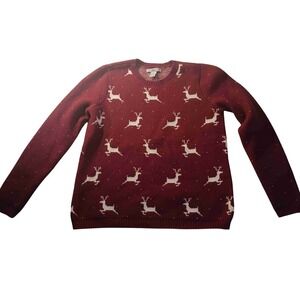 Bass Reindeer Crew Neck Pullover Sweater Womens M Holiday Party Christmas Casual